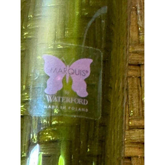 Waterford Crystal Marquis Green Merengue Vase 17" Olive Avocado - Picture 6 of 7